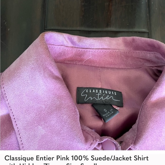 Classique Entier Pink 100% Suede Jacket/Shirt Size Small - Picture 8 of 9